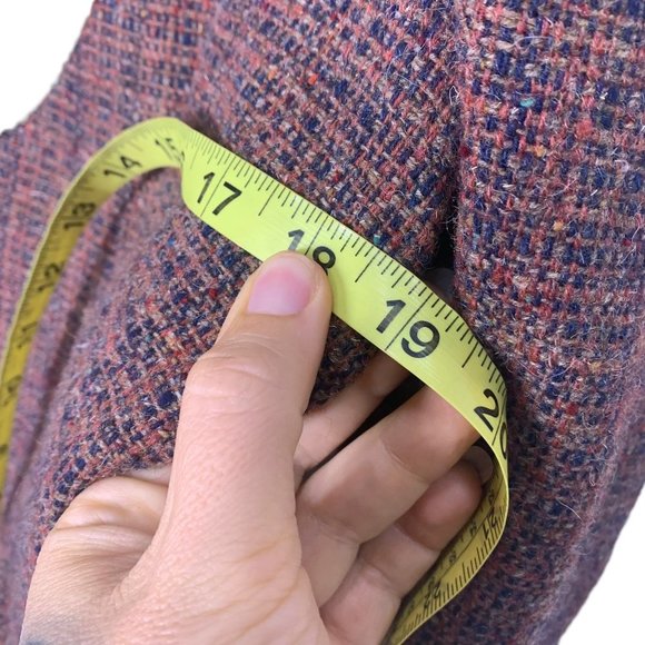 Vintage 60s Maroon Red Tweed Double Button Blazer Large - Picture 9 of 10